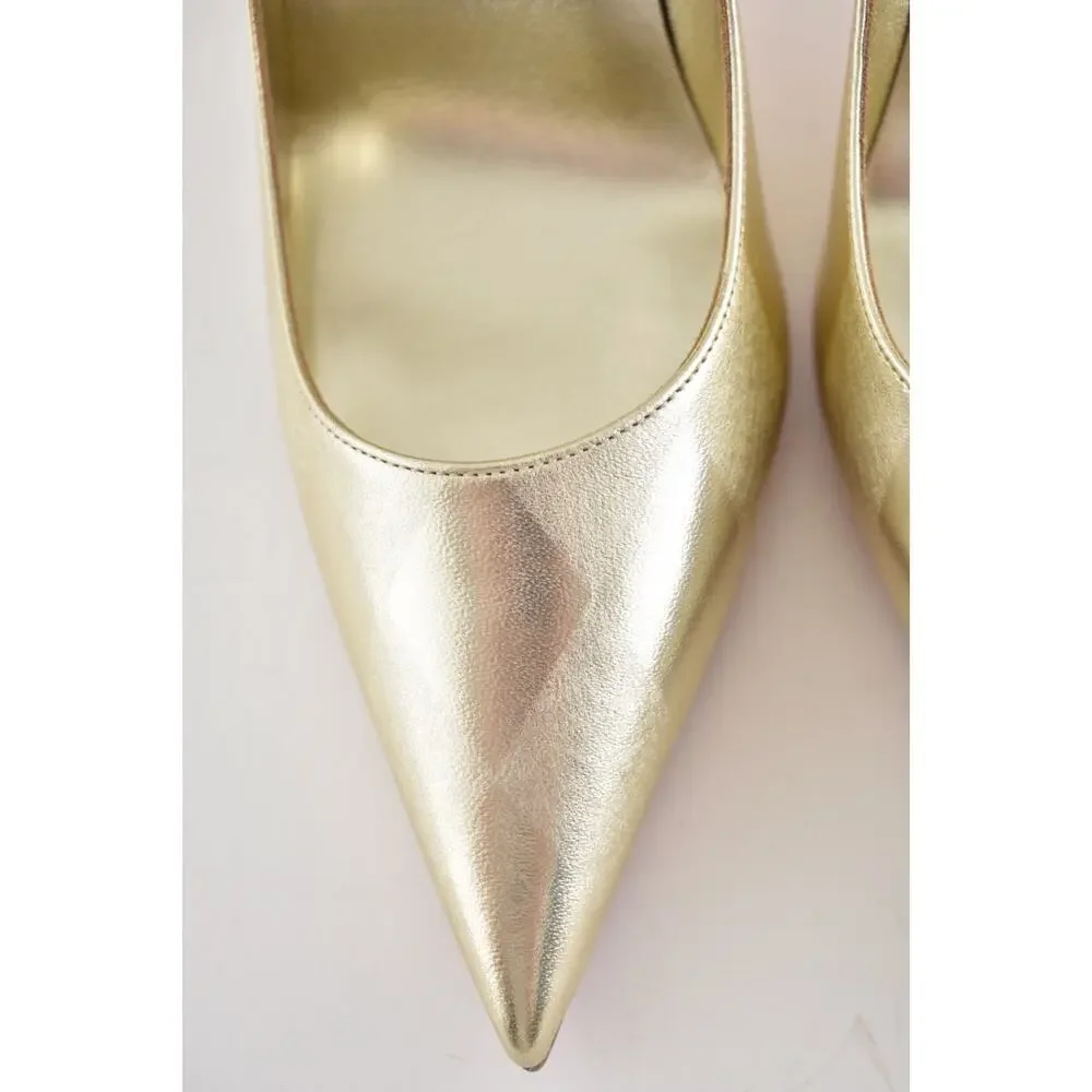 Christian Louboutin Miss Z 100 Platino Chiaro Gold Nappa Losange Heel Pump 38.5